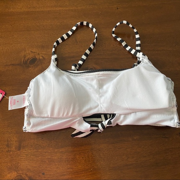 Juniors' Ribbed Tie-Front Bralette Swim Top - Picture 6 of 7